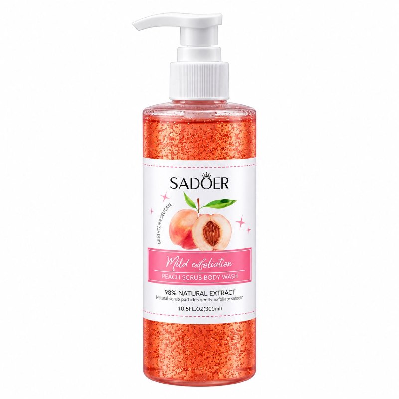 GEL DE DUCHA EXFOLIANTE LIMPIADOR CON AROMA A DURAZNO SADOER 300ML