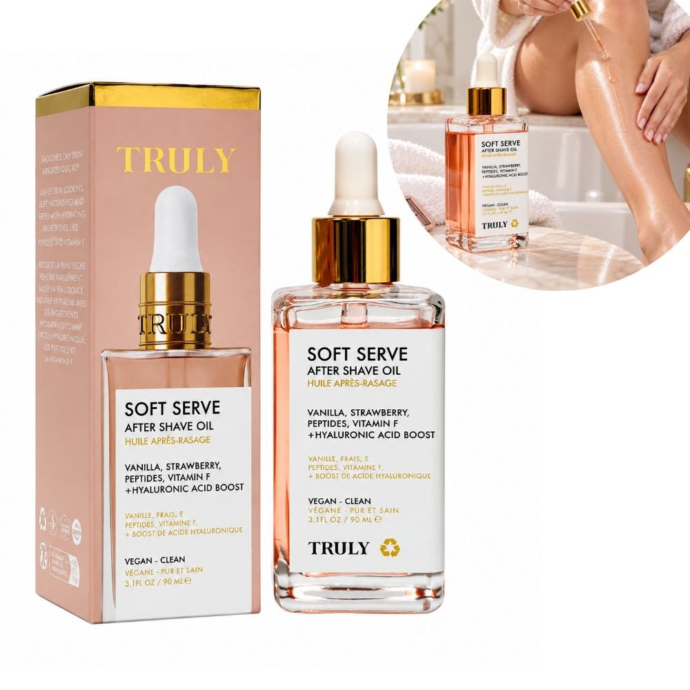 ACEITE CORPORAL NUTRITIVO Y REPARADOR PARA DESPUES DEL AFEITADO CON AROMA SOFT SERVE TRULY 90ML