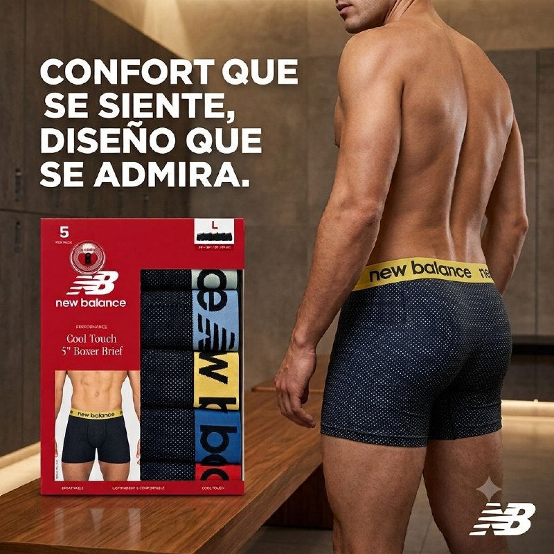 ROPA INTERIOR PARA CABALLERO NEW BALANCE BOXER BRIEF 5 UNIDADES