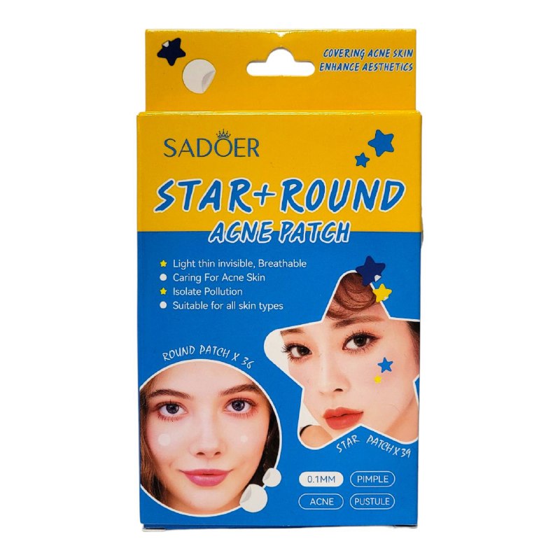 PARCHES PARA EL ACNE REDONDO Y ESTRELLA SADOER 36 PCS