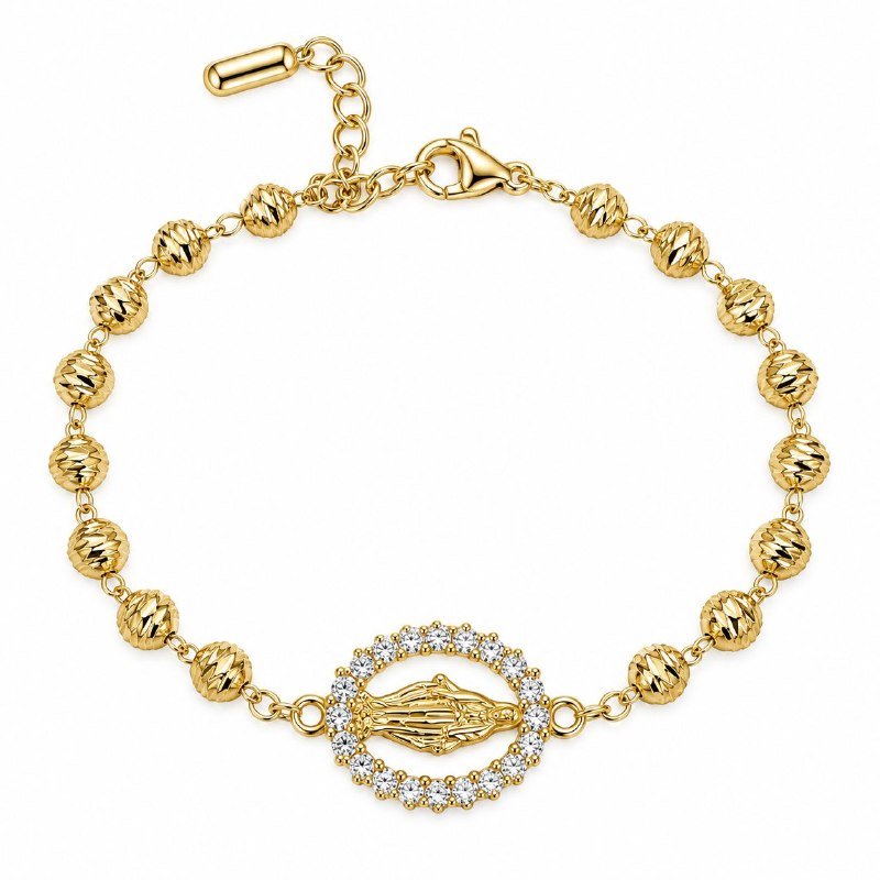 PULSERA DE ENCHAPE PARA DAMA CON DISEÑO DE VIRGEN 16CM
