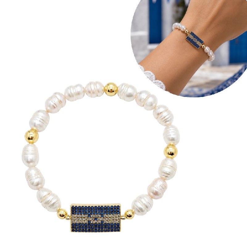 PULSERA DE ENCHAPE ELASTICA PARA DAMA CON DISEÑO DE HONDURAS