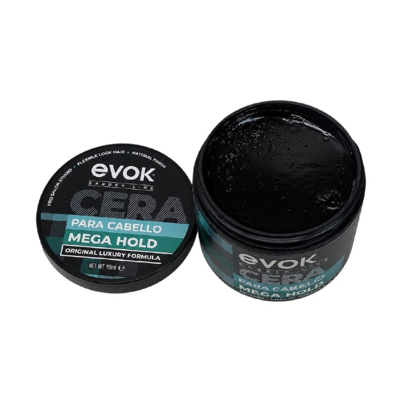 CERA PARA CABELLO MEGA HOLD POMADA MODELADORA DE FIJACIÓN EXTRA FUERTE Y LARGA DURACIÓN EVOK 115 ML