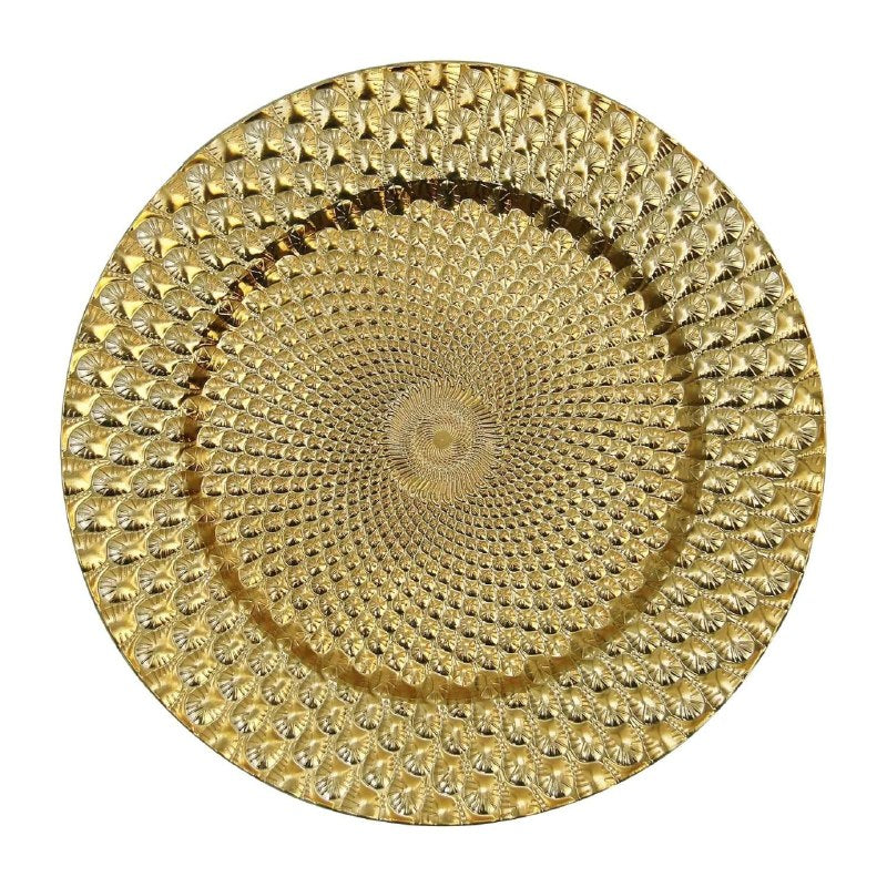 PLATO DE CARGA DECORATIVO NAVIDEÑO DORADO 32X32CM