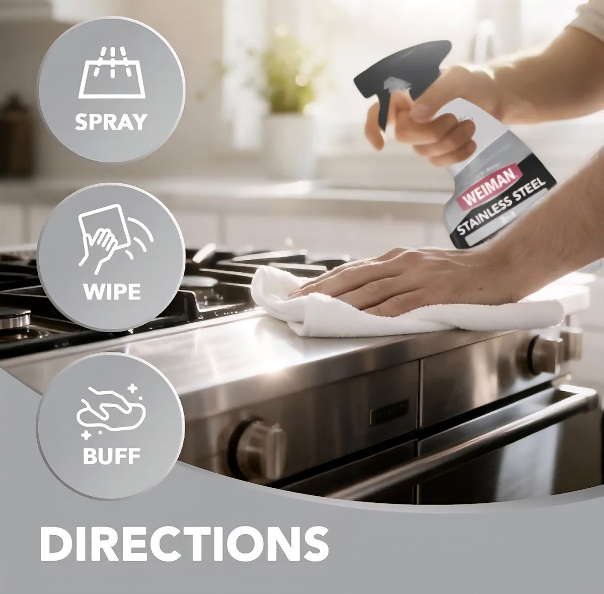 LIMPIADOR Y PULIDOR PARA SUPERFICIES DE ACERO INOXIDABLE WEIMAN 651ML