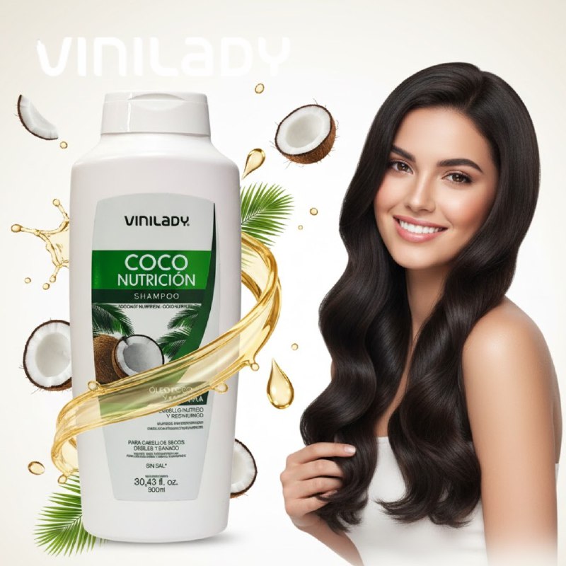 SHAMPOO CON OLEO DE COCO Y QUERATINA REPARADOR VINILADY 900ML