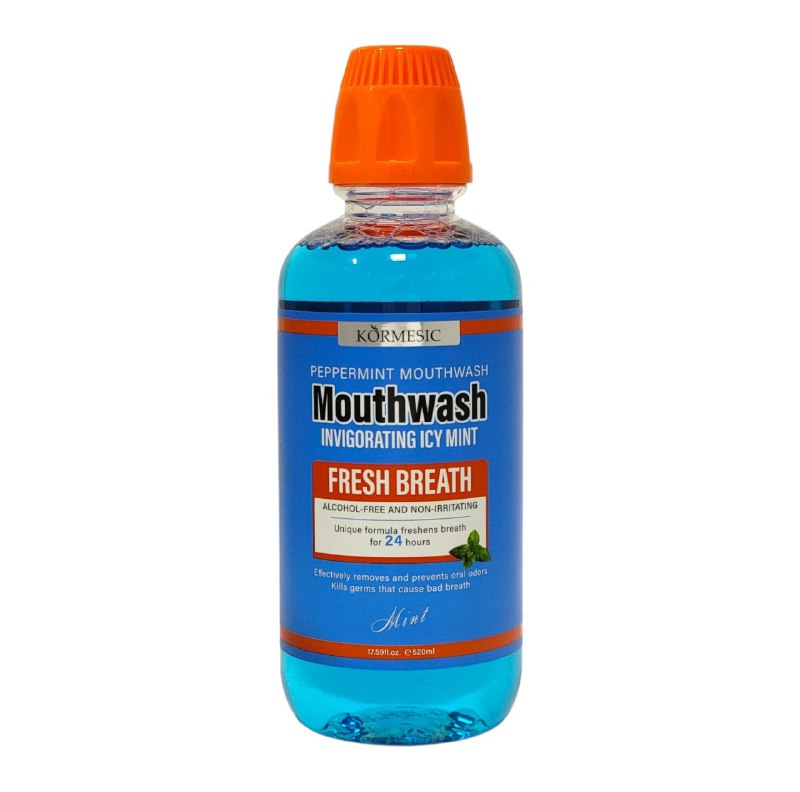 ENJUAGUE BUCAL DE MENTA SIN ALCOHOL Y NO IRRITANTE DURANTE 24H KORMESIC 520ML (DUPE THERABREATH)