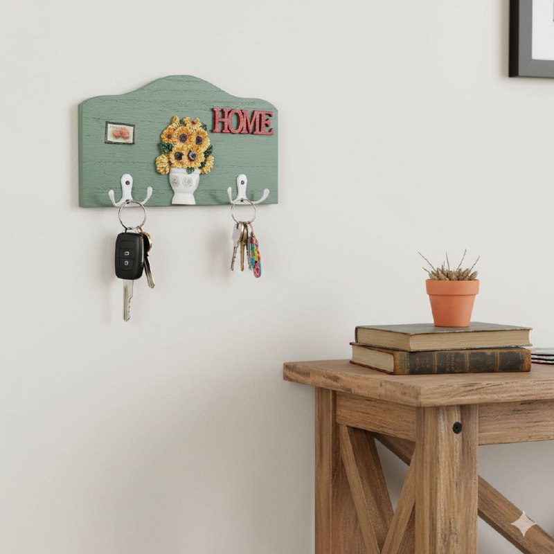PORTA LLAVES DECORATIVO MULTIUSO DE BASE DE MADERA 21X13CM