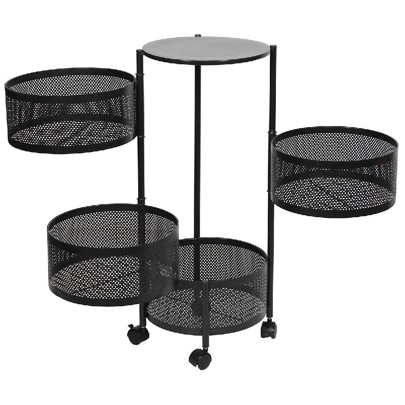 ESTANTE ORGANIZADOR MULTIUSOS GIRATORIO DE 4 NIVELES DE ACERO INOXIDABLE NEGRO 75X34CM