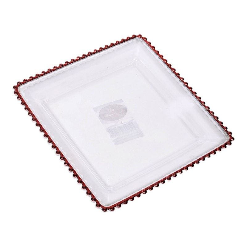 PLATO DE CARGA DECORATIVO NAVIDEÑO CUADRADO TRANSPARENTE 30X30CM