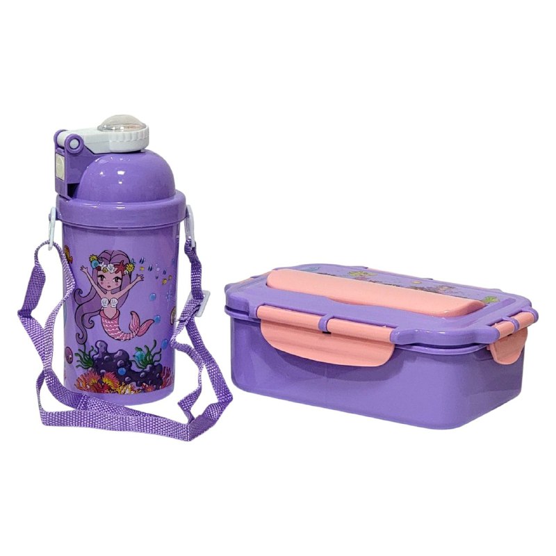 SET DE LONCHERA CON SEPARADOR, CUBIERTOS Y BOTELLA PARA NIÑOS