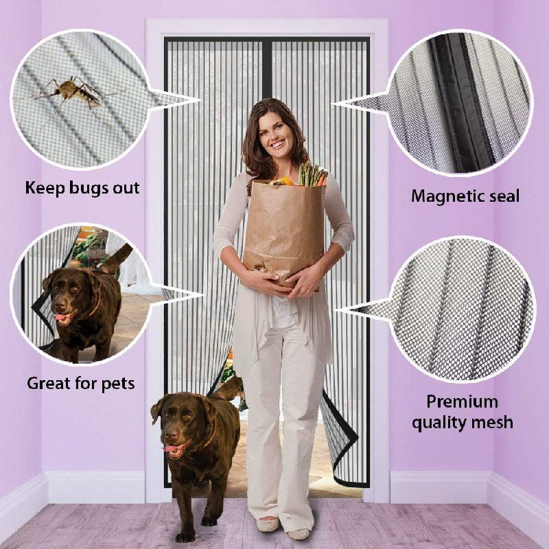 CORTINA MOSQUITERO MAGNETICA, CORTINA DE MALLA RESISTENTE, FACIL DE INSTALAR PARA PUERTAS SIN HERRAMIENTAS 210X49CM
