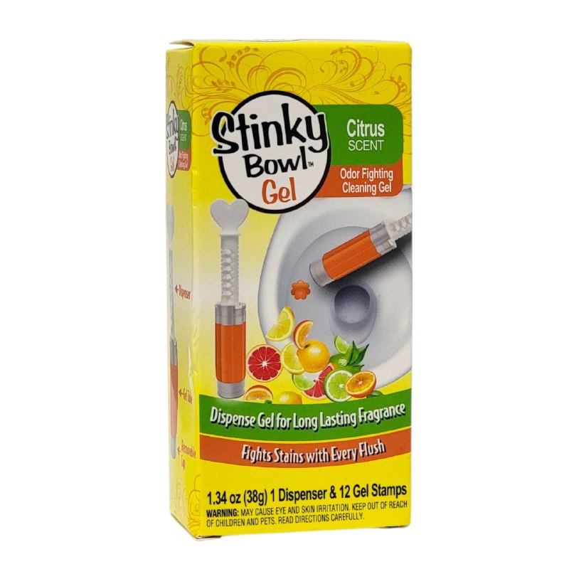 GEL LIMPIADOR PARA INODORO BAÑO CON AROMA CITRICO 12UND STINKY BOWL