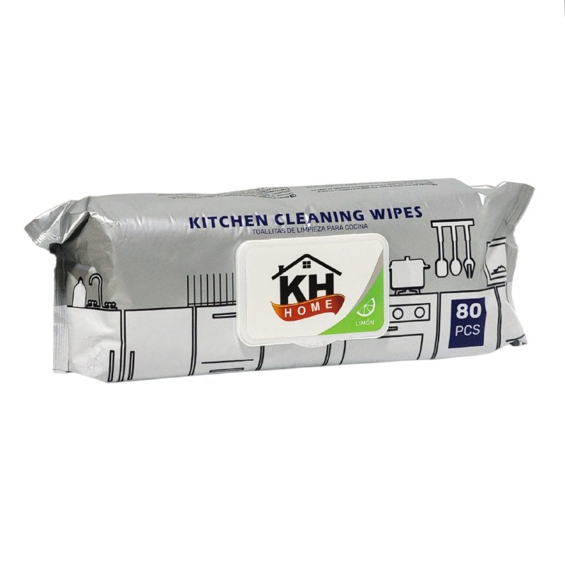 TOALLITAS HUMEDAS DESENGRASANTES PARA COCINA CON AROMA A LIMON KH HOME 80UND