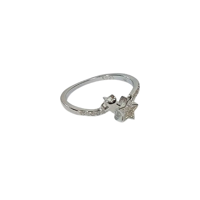 PANI1625 ANILLO ESTRELLAS CON CIRCONES, PLATA 925