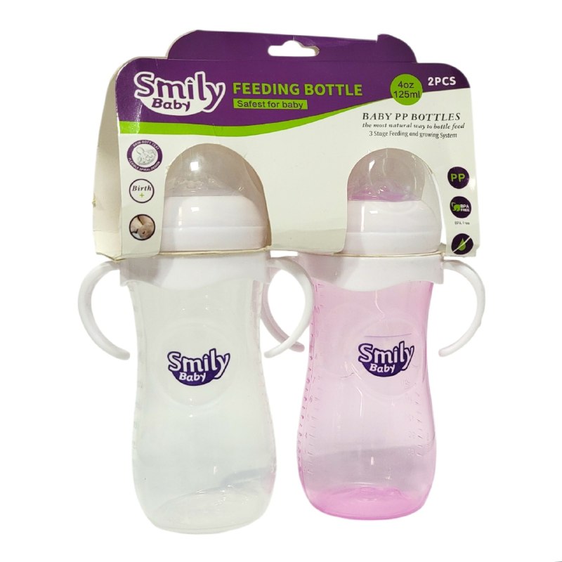 BIBERON CHUPON PARA BEBES CON ASAS, PEPE APTO PARA USO DESDE NACIMIENTO, TETINA SUAVE ESPIRAL FLEIXBLE DE 125ML SMILY BABY 2UND