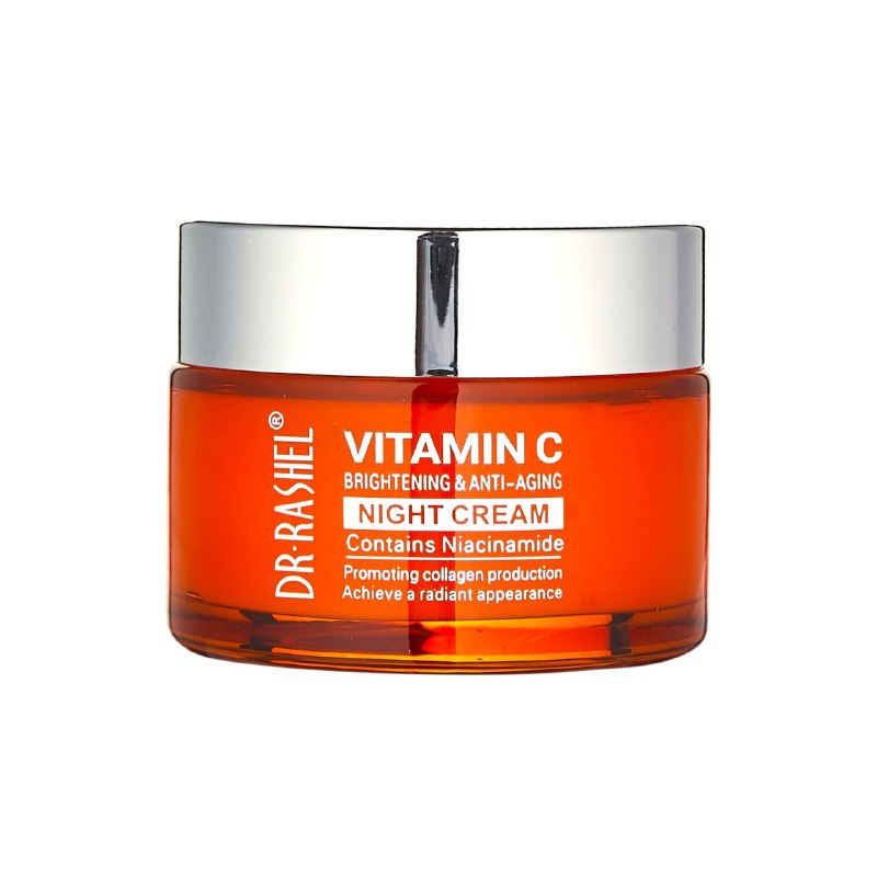 CREMA FACIAL DE NOCHE ILUMINADORA Y ANTIEDAD CON VITAMINA C COLAGENO Y NIACINAMIDA DR RASHEL 50G