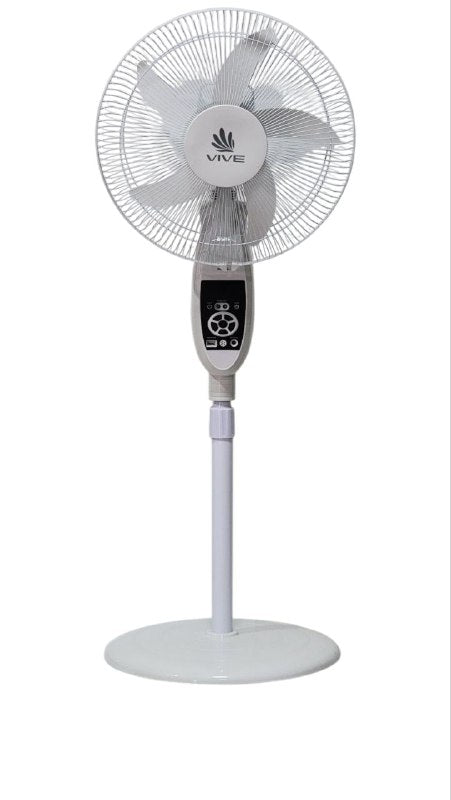 VENTILADOR DE PEDESTAL RECARGABLE CON PANEL SOLAR CON DOS SALIDAS VIVE 16CM