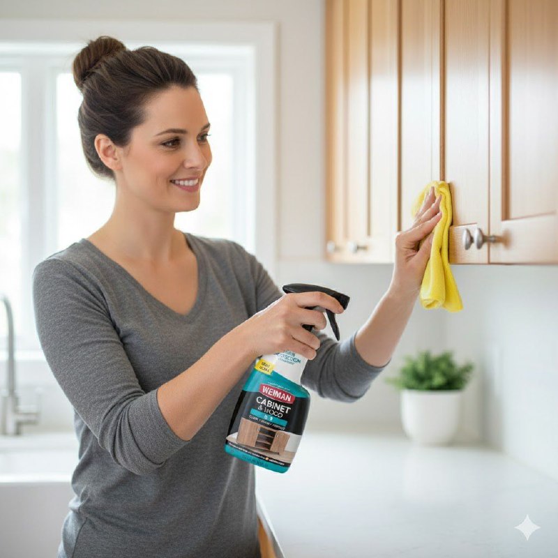 LIMPIADOR EN SPRAY PARA GABINETES Y SUPERFICIES DE MADERA DE TRIPLE ACCION AROMA ALMENDRA WEIMAN 473ML