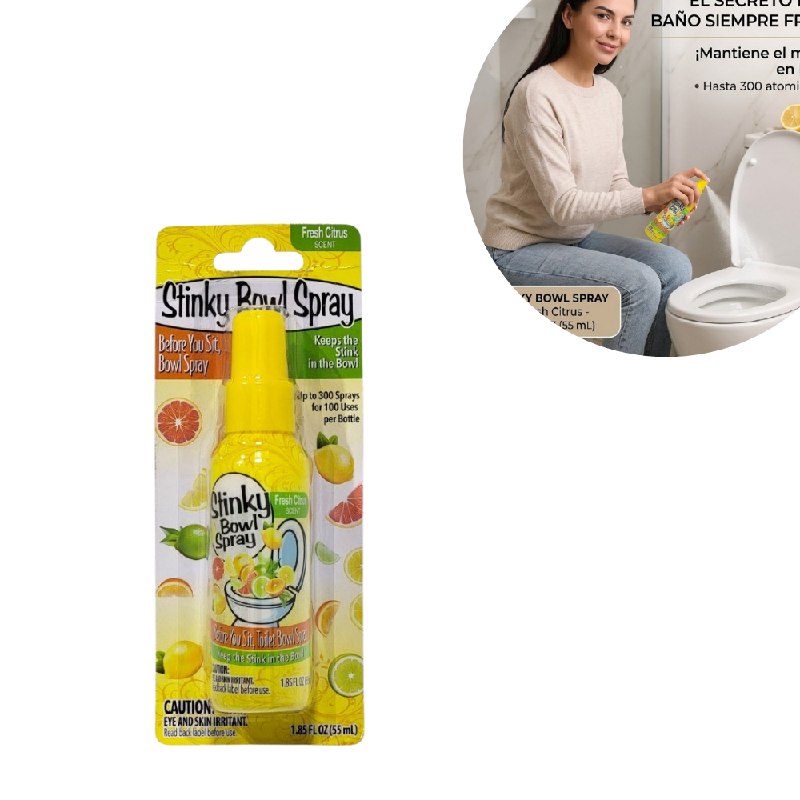 SPRAY AROMATIZANTE BLOQUEADOR DE MALOS OLORES PARA INODORO CON AROMA CITRICO 55ML