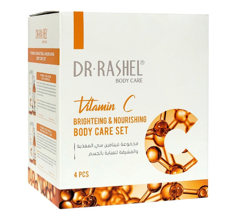 SET DE CUIDADO CORPORAL NUTRITIVO E ILUMINADOR CON VITAMINA C DE 4PCS DR. RASHEL BODY CARE