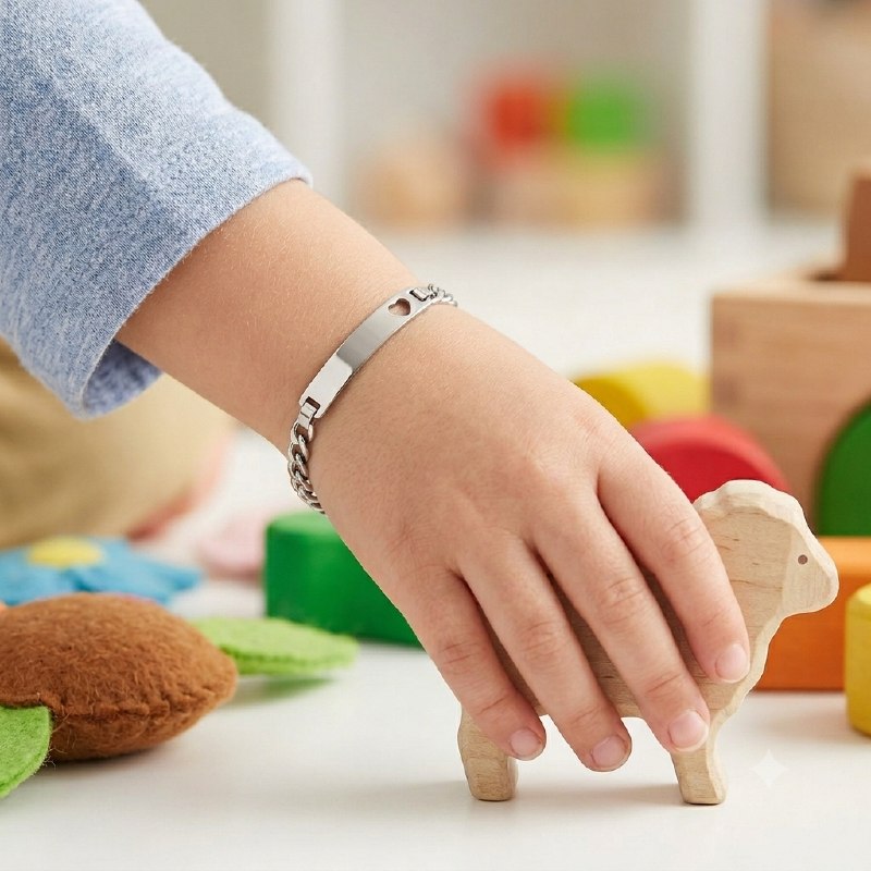 PULSERA DE ENCHAPE PARA NIÑO CON DISEÑO DE CORAZON 4CM