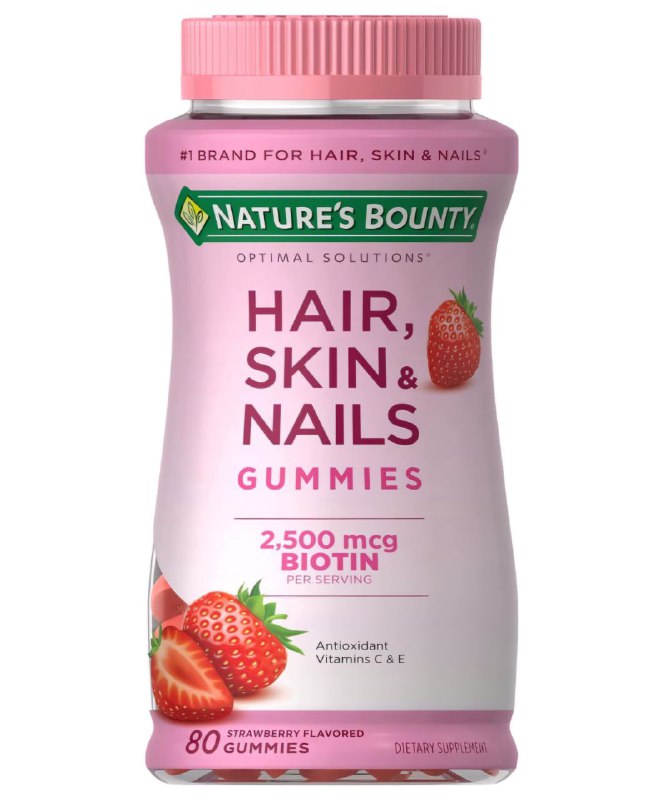 GOMITAS PARA EL CABELLO PIEL Y UÑAS 2500MCG DE BIOTINA 80UND NATURES BOUNTY