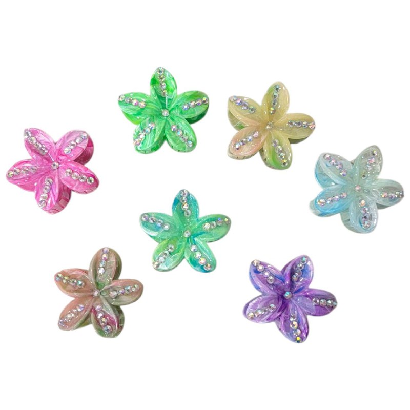GANCHO PARA EL CABELLO DE PINZA DE FLOR HAWAIANA CON PIEDRAS, PINZAS DE SUJECION FUERTE, ACCESORIO PARA EL CABELLO 8CM, PAQUETE 12UND