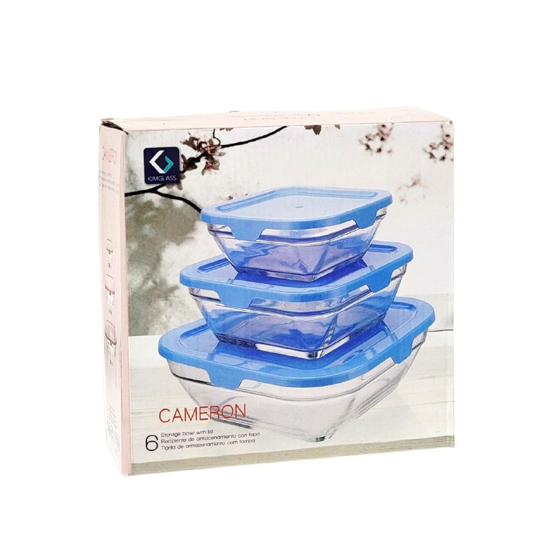 RECIPIENTES HERMETICOS DE VIDRIO EN SET PARA ALMACENAR ALIMENTOS KIMGLASS