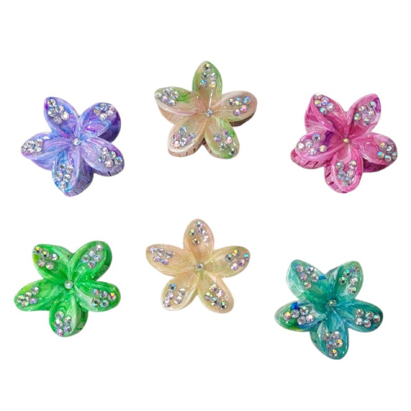 GANCHO PARA EL CABELLO DE PINZA DE FLOR HAWAIANA CON PIEDRAS, PINZAS DE SUJECION FUERTE, ACCESORIO PARA EL CABELLO 8CM, PAQUETE 12UND
