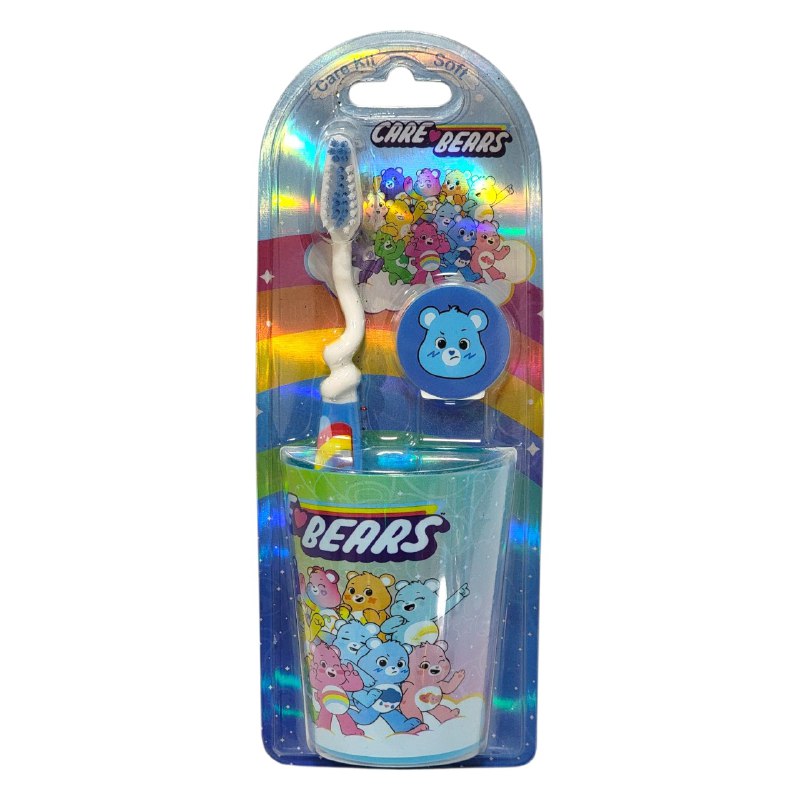 CEPILLO DE DIENTES EN SET DE HIGIENE BUCAL PARA NIÑOS CEPILLO, PROTECTOR Y VASITO CARE KIT, 4 ESTILOS