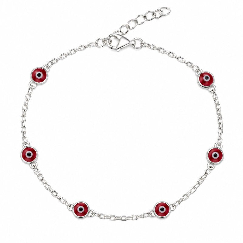 PULSERA DE PLATA 9.25 CON DISEÑO CON PIEDRITAS ROJAS 21CM Y 1.6G
