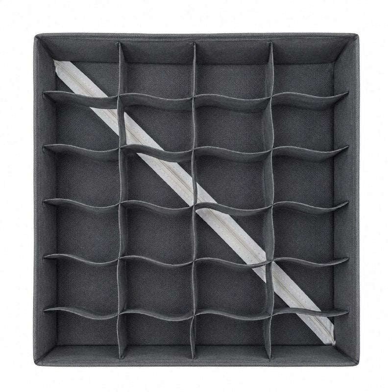 ORGANIZADOR CAJA DE ALMACENAMIENTO DE 24 COMPARTIMIENTOS PLEGABLE PARA CALCETINES Y ROPA INTERIOR INT HOME IMPLEMENTS 30X30CM