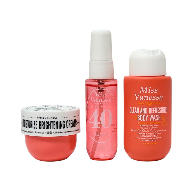 SET DE CUIDADO CORPORAL GEL DE DUCHA CREMA CORPORAL Y SPLASH CHEIROSA 40 MISS VANESSA