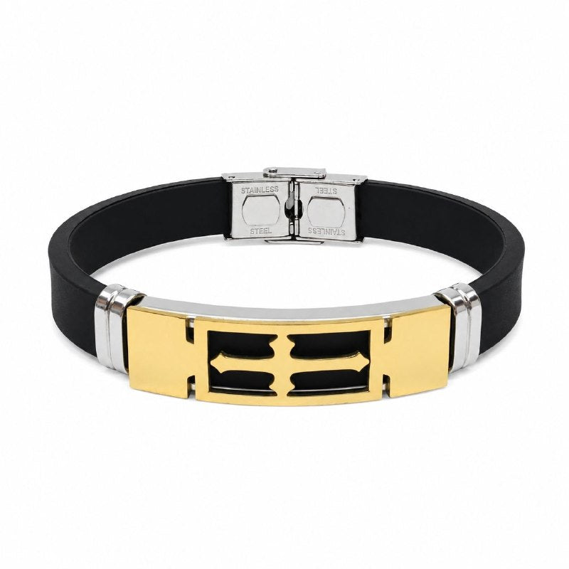 PULSERA DE ENCHAPE PARA CABALLERO, DISEÑO CRUZ 21CM