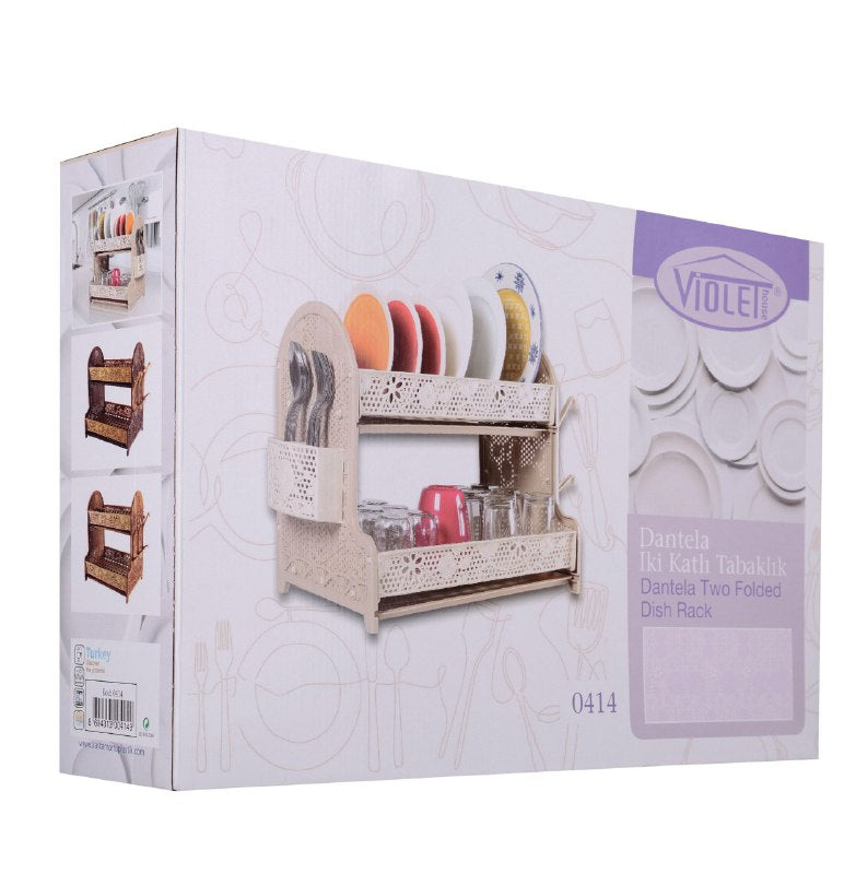 ESTANTE ORGANIZADOR Y ESCURRIDOR DE COCINA DE 2 NIVELES TIPO RATAN VIOLET HOUSE