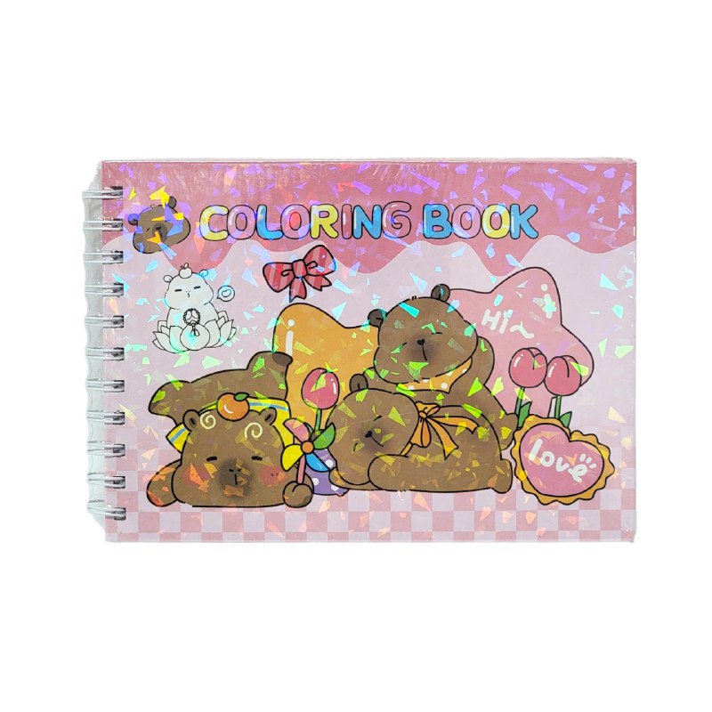 LIBRO PARA COLOREAR DIVERTIDO DE 48 PAGINAS PARA NIÑOS DE CAPIBARA COLORING BOOK 15X22CM