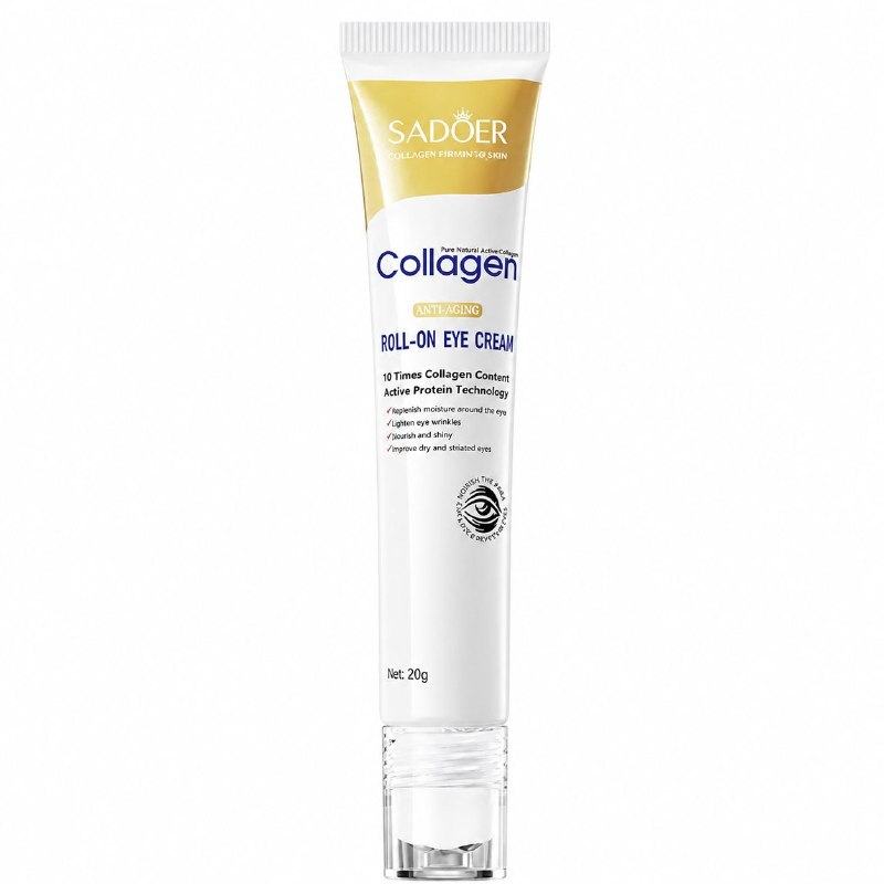 CREMA REJUVENECEDORA PARA CONTORNO DE OJOS CON APLICADOR MECÁNICO DE TRIPLE ESFERA SADOER COLLAGEN EYE CREAM ROLL-ON 20 G