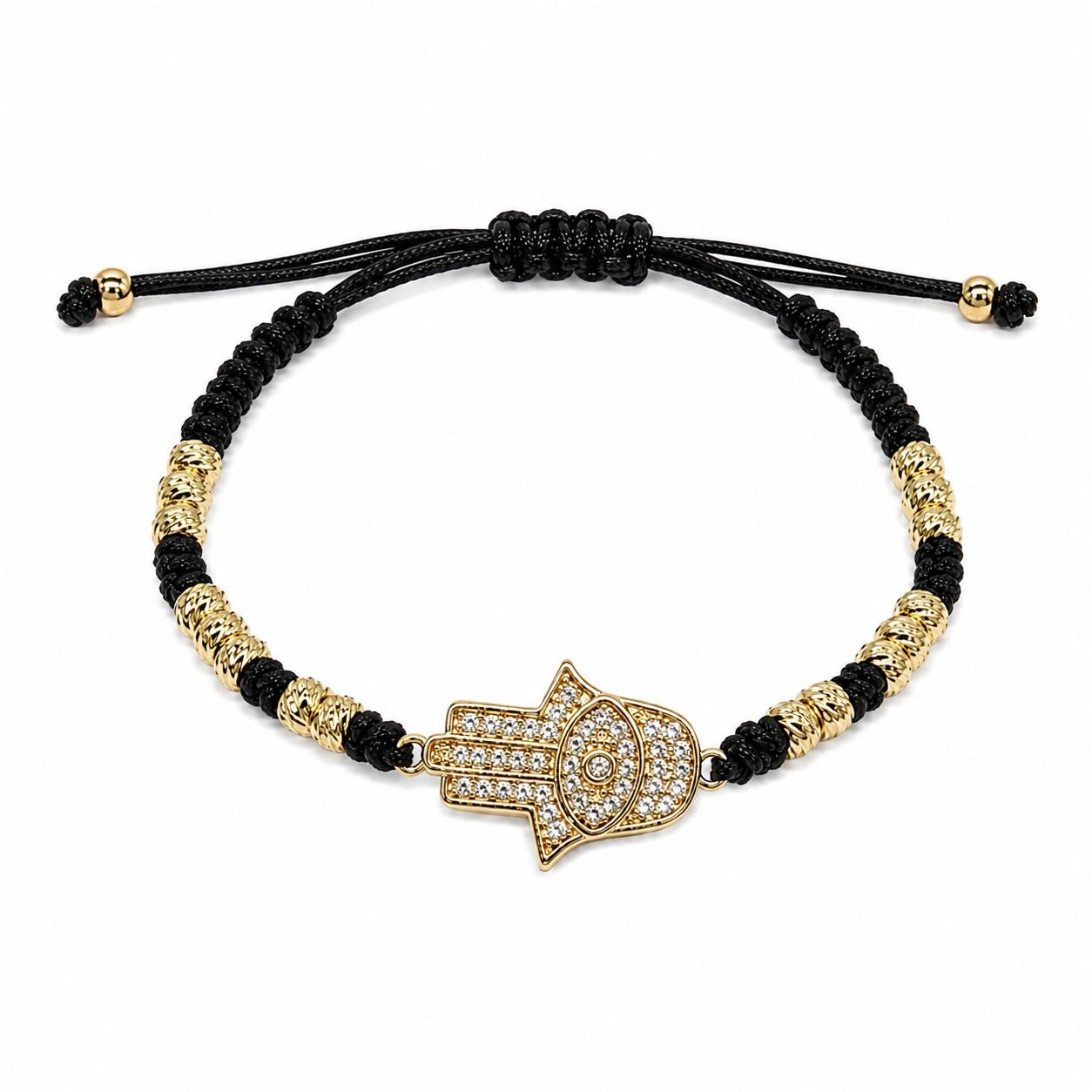 PULSERA DE ENCHAPE PARA DAMA CON DISEÑO DE MANO CON OJO