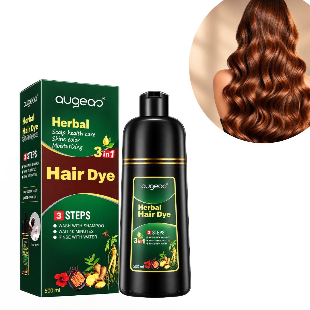 SHAMPOO TINTE PARA EL CABELLO 3 EN 1 COLOR CASTAÑO AUGEAS HERBAL HAIR 500ML