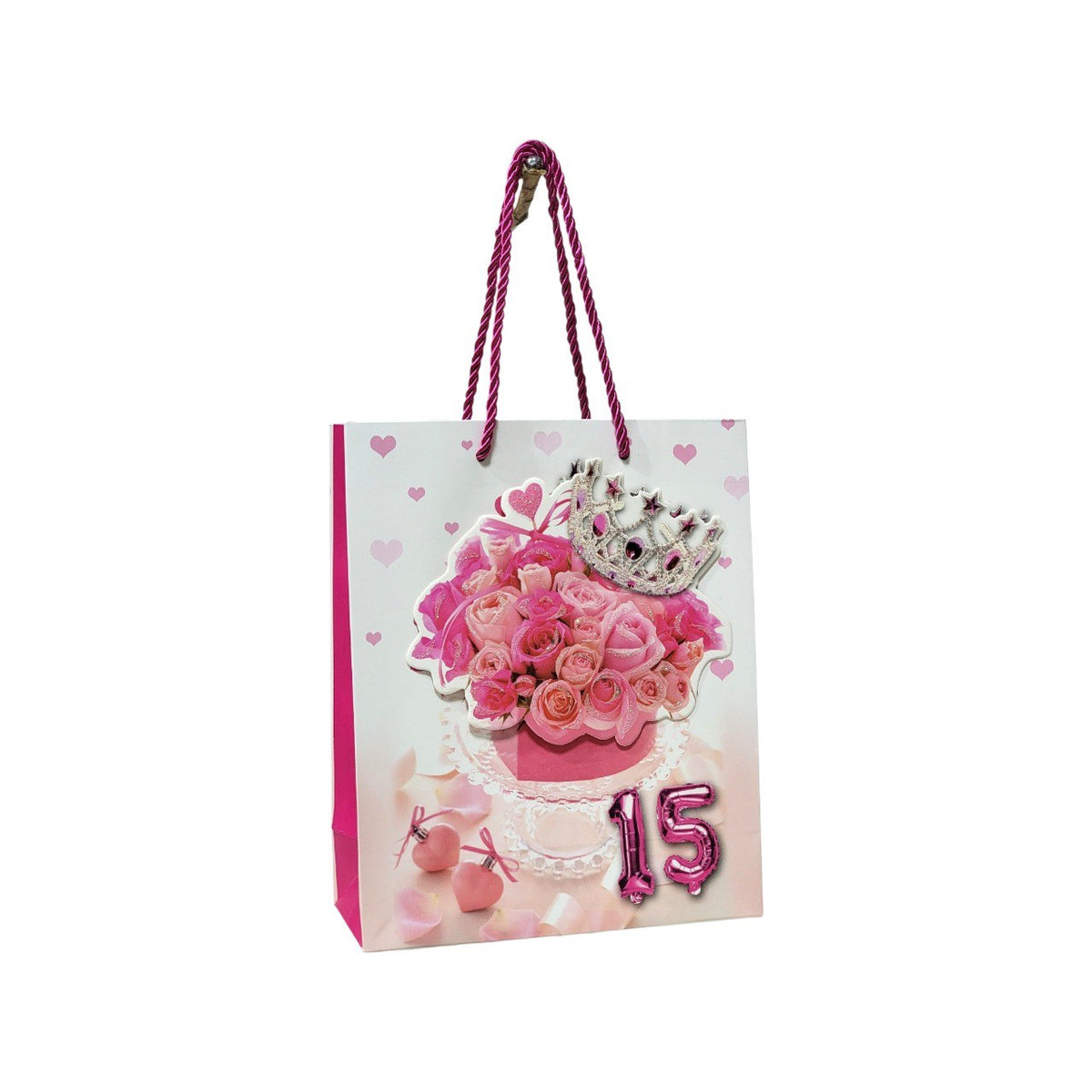 BOLSA DE REGALO PARA 15 AÑOS PEQUEÑA 19X23X8CM