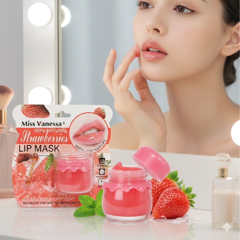 BRILLO LABIAL MASCARILLA DE FRESAS HIDRATANTE PROFUNDA CON AROMA DULCE MISS VANESSA 7G