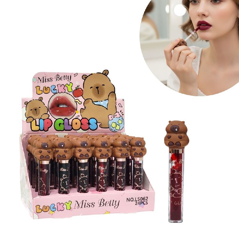 LIP GLOSS TINTA HIBRIDA DE TEXTURA LIGERA DE LARGA DURACION CON DISEÑO DE CAPIBARA MISS BETTY 8G