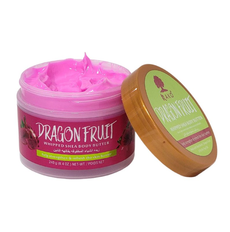 MANTECA CORPORAL DE TEXTURA BATIDA CON MANTECA DE KARITE Y EXTRACTO DE PITAHAYA RAKO 240G