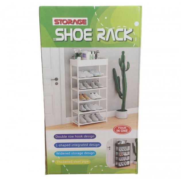 ORGANIZADOR ZAPATERA PLASTICA DE 6 NIVELES, AHORRO DE ESPACIO, ALMACENA HASTA 10 PARES DE ZAPATOS STORAGE SHOE RACK 98.5X21.5X40CM