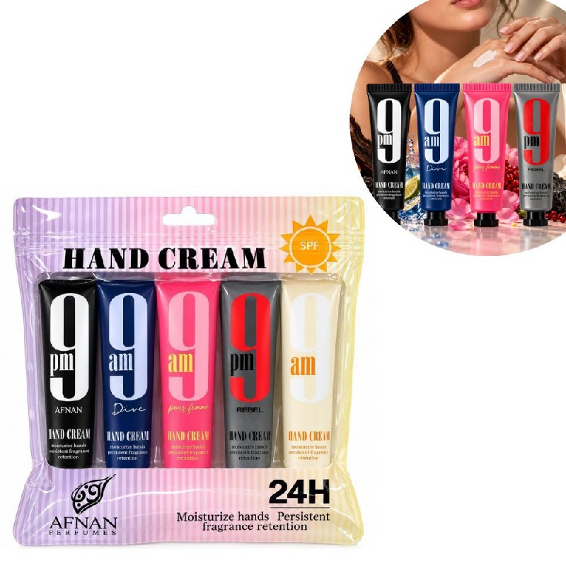 SET DE CREMAS PARA MANOS CON AROMA A PERFUMERIA ARABE AFNAN 5PCS