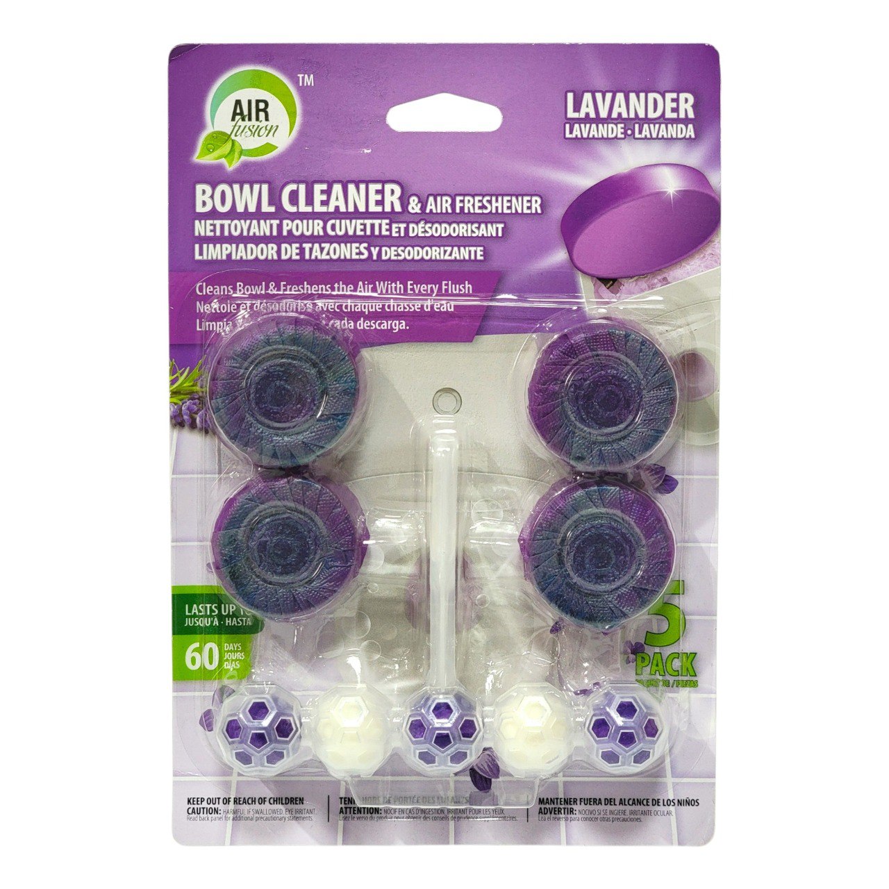 LIMPIADOR DE INODOROS Y AMBIENTADOR AROMA A LAVANDA 5PCS AIR FUSION