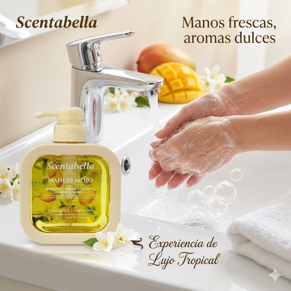 JABON LIQUIDO PARA MANOS AROMA A MANGO JAZMIN Y VAINILLA SCENTABELLA 300ML