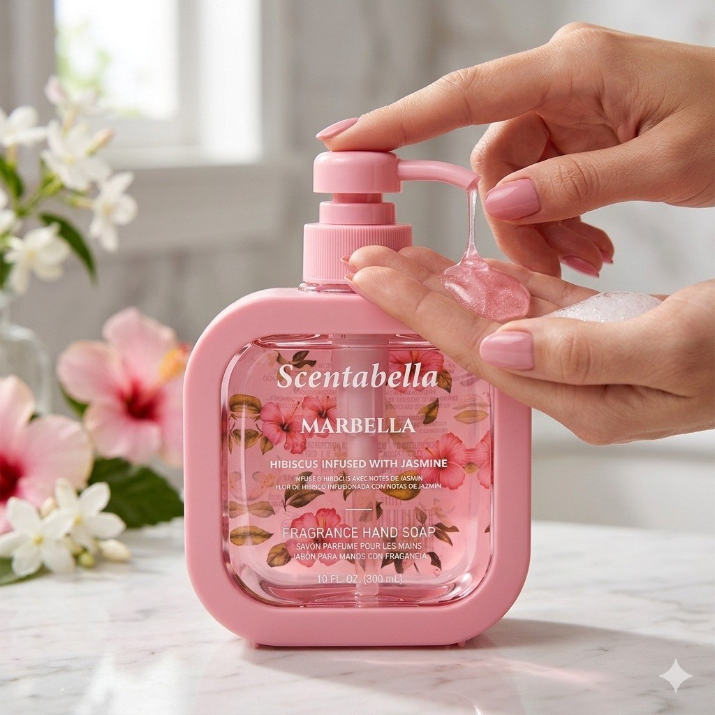 JABON LIQUIDO PARA MANOS FLOR DE HIBISCO Y JAZMIN SCENTABELLA 300ML
