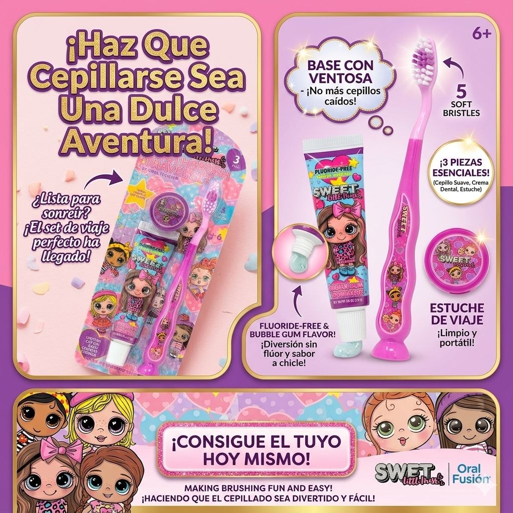 KIT DE CUIDADO DENTAL DE VIAJE INFANTIL CON CEPILLO Y PASTA DENTAL ORAL FUSION